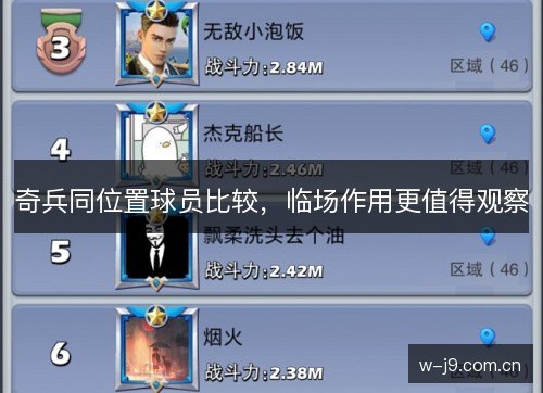 奇兵同位置球员比较，临场作用更值得观察